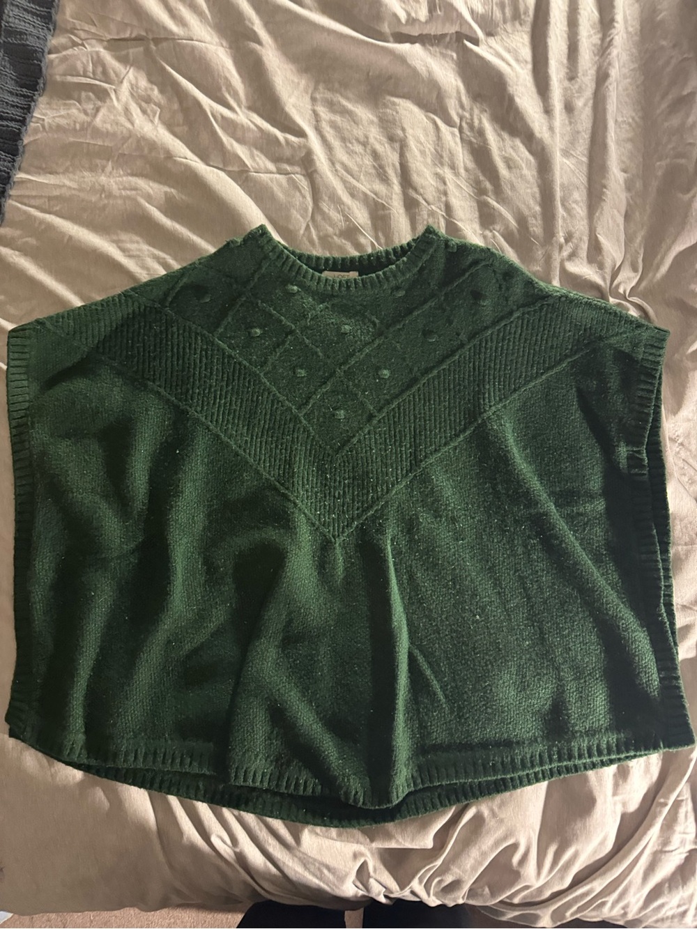 LOFT Dark Green Knit Poncho Sweater